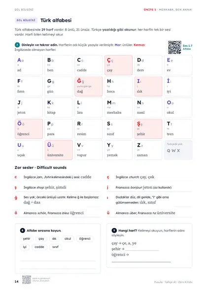 Beispielseite aus Pusula A1 Kursbuch: Grammatik (Seite 14)