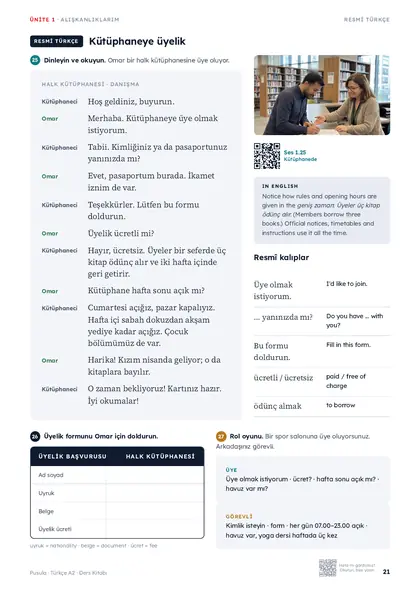 Beispielseite aus Pusula A2 Kursbuch: Amtstürkisch (Seite 21)