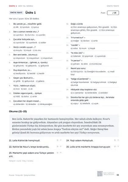 Beispielseite aus Pusula B1 Arbeitsbuch: Arbeitsbuch: Lektionstest (Seite 11)