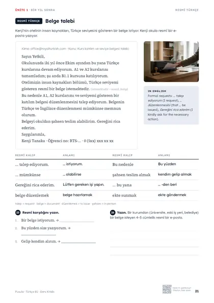 Beispielseite aus Pusula B1 Kursbuch: Amtstürkisch (Seite 21)